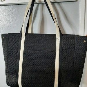 Stella & Dot black quilted tote bag